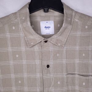 Katin Linen Shirt Mens XXL Green Plaid Beach